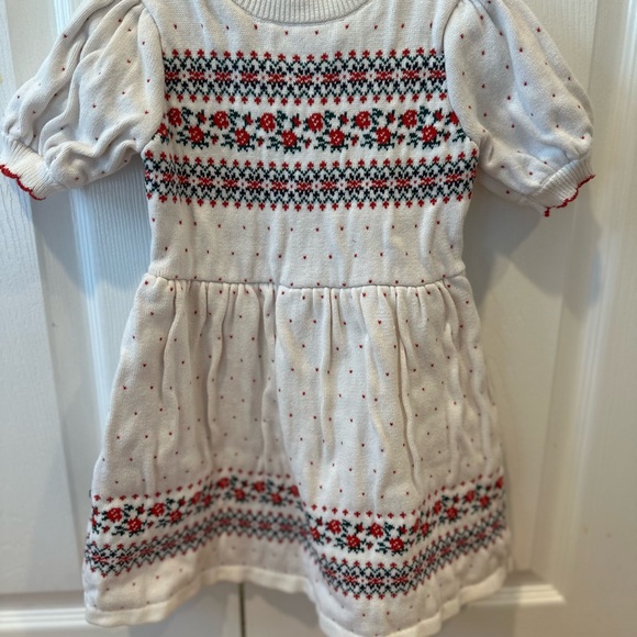 Janie and Jack White and Red A-line Dress with Puff Sleeves and Peter Pan Collar - Picture 2 of 5